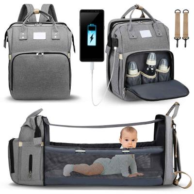 China 7 in1Multifunction Custom Anti-theft Folding Tote Nappy Mommy Bag Waterproof Baby Diaper Bag Wet Backpack with Changing Station for sale