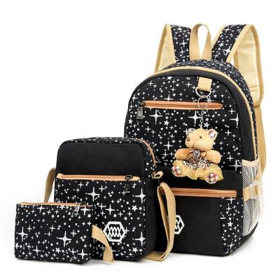 China Anti-theft 3pcs/set School Bags Girls Women Backpack Star Printing Backpack Schoolbag Women Travel Bag Backpacks for sale