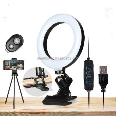 China Desktop Mini Selfie Ring Light For Youtube Laptop,Ring Lamp Video Conference Lighting Kit With Tripod Phone Holder Clip On for sale