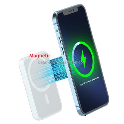 China Hotsell Portable Magnetic Wireless Powerbank 5000mah Fast Charging Support Slim Ultra Mini Magnetic Power Bank Wireless Charging iPhone Magsafe for sale