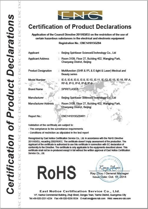 RoHS - Beijing Spiritlaser Science & Technology Co., Ltd.