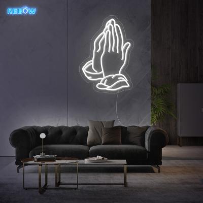 China LANDSCAPE Rebow Drop Shipping Praying Hands LED Letter Wall Mounted Electronic Neon Light Custom Neon Sign for sale