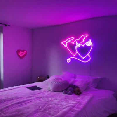 China LANDSCAPE Rebow Drop Shipping Devil Heart Light 50CM Electronic Letter Wedding Party Custom LED Signs Wall Mounted Neon Sign for sale