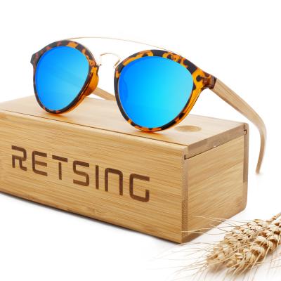 China Fashion Sunglasses Fashion Wooden Sunglasses Custom Round Metal Frame Wooden Sunglasses Polarized Bamboo Sunglasses for sale