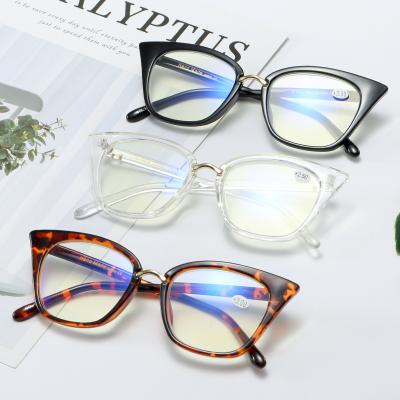 China PC Stock Cat Eye Anti Blue Light Ready Reading Glasses For Women Reader Wholesale Glasses Frame for sale