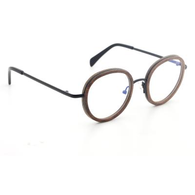 China Custom Blue Light Metal Computer Glass Logo Shades Wooden Frame Anti Light Filter Blue Eye Glasses Fashion Sunglasses for sale