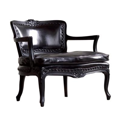 China Luxurious Leisure Chair Royalt Lounge Beech Frame Oil Wax Leather Guest Hand-carved Armchair for sale