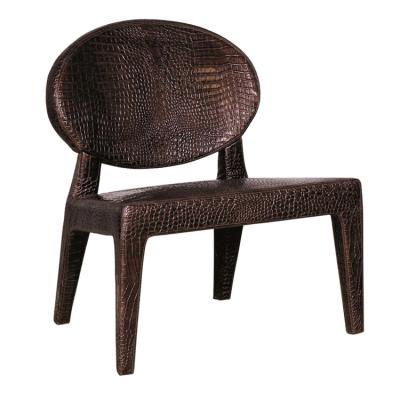 China Luxurious Royal Casual Crocodile Frame Leather Solid Wood Guest Lounge Chair Leisure Armchair for sale