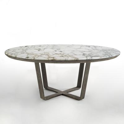 China DINING ROOM TABLE Modern Luxury Round Frosted Leather Legs Living Table Dining Room Furniture Marble Top Dining Table for sale