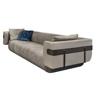 China Modern Metal Base Frame Sofa Sectional Couch Living Room Furniture Frosted Leather Sofa for sale