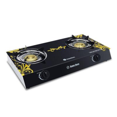 China Hotel Top Cooktop 2 Burner Cooker Gas Stove LPG 6mm Tempered Glass High Quantity With Factory Wholesale for sale