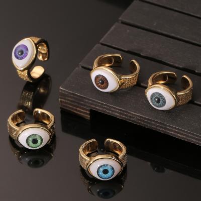 China CLARMER FASHIONABLE Hot Selling Demon Eye Wide Opening Geometric Brass Adjustable Rings For Woman for sale