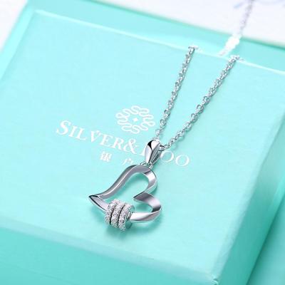 China 925 Sterling Silver Heart Jewelry Zircon Necklace Korea Jewelry Fashion Pendant Necklace For Women for sale