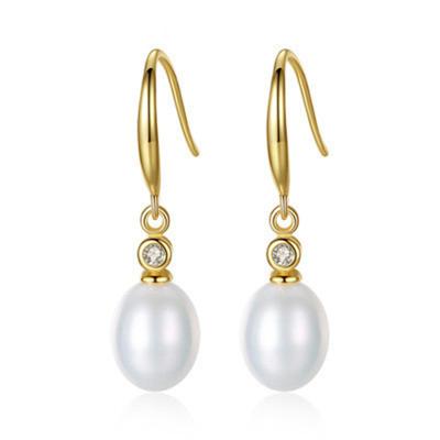 China None Natural Freshwater Pearl Earrings Long Dangle Silver Hanging Sterling 18K Gold Plated Earrings For Woman for sale