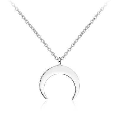 China Simple Design Fashion Jewelry Half Moon Necklace Top Selling Other Moon Korea 2018 925 Sterling Silver Women Pendant Necklace For for sale