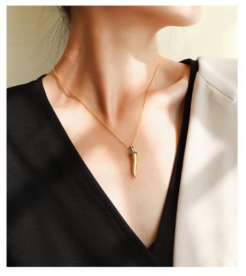 China Hot New CLARMER 2021 CLASSICS Personality Spike Pendant Clavicle Chain Titanium Steel 18K Gold Necklace For Woman for sale