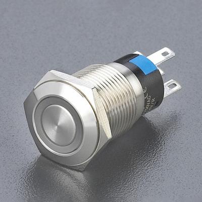 China Stainless / Brass (Chrome Plated 16mm Metal Ring Illuminated Push Button LED Illuminated Push Button Switch Anti Vandal Push Button Switch for sale