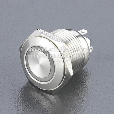 China LED Ring Momentary Push Button Switch 16mm Short 1NO Short Flat Round JS16F-10E for sale