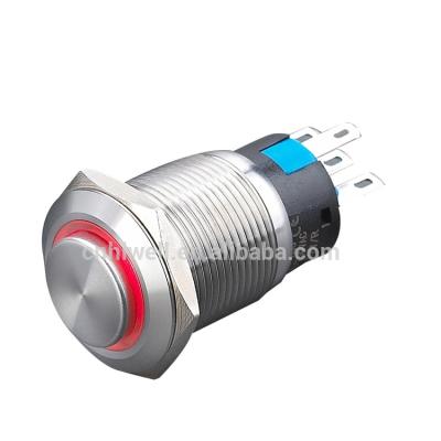 China Ring Illuminated 250V 5A IP67 Anti Vandal Led Metal Push Button Switch LA19AJS-11H for sale