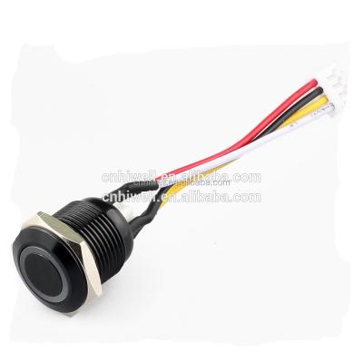 China 16mm Waterproof Black Aluminum LED Push Button Switch with Wiring Cable JS16F-10EL for sale