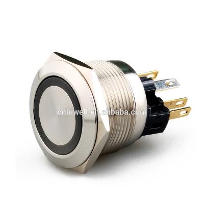 China JS22F-11-E 22mm Diameter Stainless Steel Ring Momentary Type Illuminated 3V LED Color Push Button Switch JS22F-11E for sale