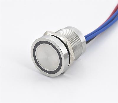 China Momentary Latching 22MM Ring Illuminated Flat Momentary Latching Button IP68 Ring Illuminated Metal Piezo Switch for sale