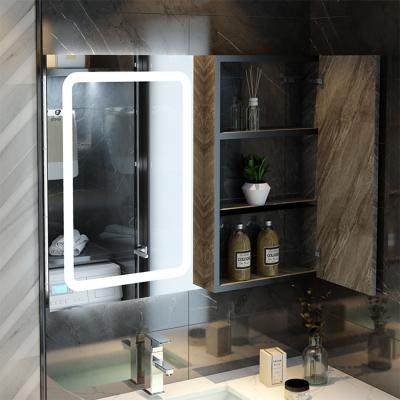 China Modern Style Wall Mount Vanity Veneer LED Light Bathroom Mirror Magnifying Cabinet Mirror Cabinet Cheap for sale