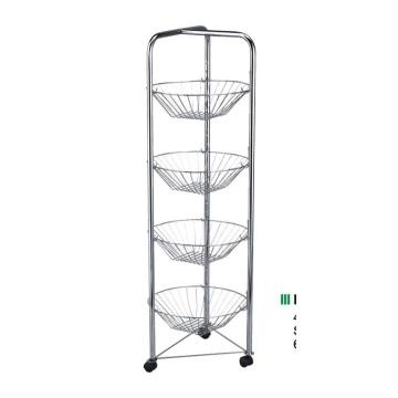 China Sustainable 4 Tier Rolling Cart With Baskets /Four Baskets Fruit Rack With Wheels for sale