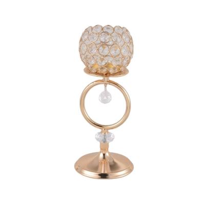 China All New design round crystal metal candlestick  gold plated Candlestick Holder for sale