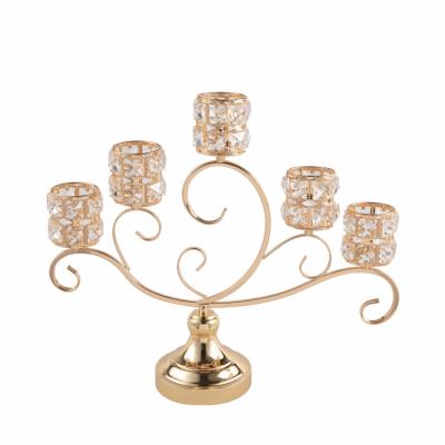 China All Factory Wholesale Gold Candlestick Rose Gold Decoration Crystal Home Candlestick for sale