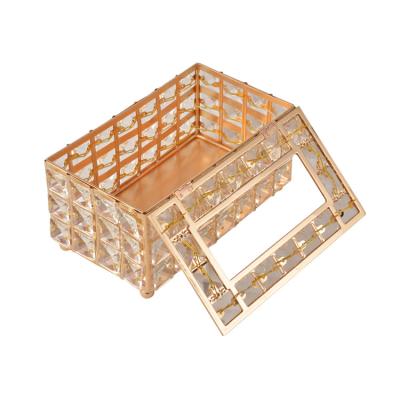 China Morden style luxury home living room coffee table napkin storage box luxury European crystal paper towel box for sale