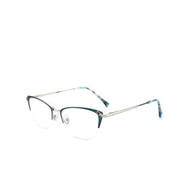 China Wholesale Custom Metal Optical Frame Eyewear Frame Half Moon Frames Glass Titanium Round Spectacle IP Eyeglass Optical Frames for sale