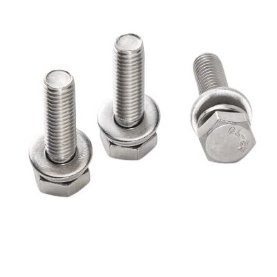 China M3 M4 M5 M6 Stainless Steel SEMS Hex Head Assembly Screw Bolt With Flat Gasket And Spring Washer for sale