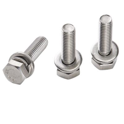 China Stainless Steel SEMS Hex Screws Stainless Steel Fastener M8 Assembled Flat Washer And Spring Screw for sale