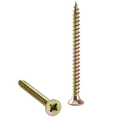 China Flat Self Tapping Chipboard Screw C1022 Yellow Galvanized Chipboard Screw for sale