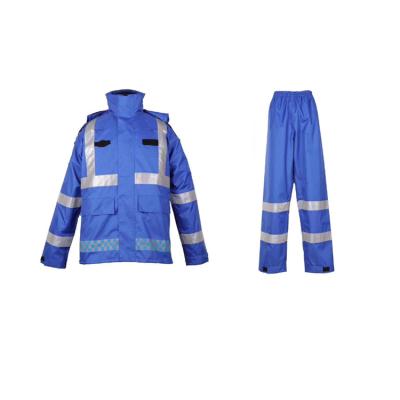 China 100% Water Proof Polyester Safety Blue Reflective Clothing Safety Raincoats With Reflective Markings for sale