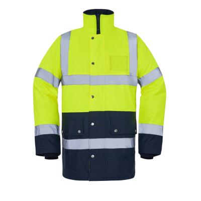 China Windproof Construction Two Tone Work Class 3 ANSI Strength Waterproof Clothing Waterproof Jacket Hi With Quilted Padding for sale