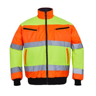 China Windproof Two Tone Reversible Bomber Jacket For Men And Women Waterproof Winter Safety Work Coat for sale