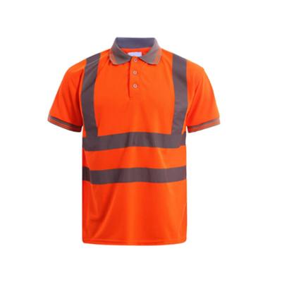 China Fluorescent Orange Vis Short Sleeve Work Instruction Shirts Customized Hi Polo T-Shirt With Reflective Markings for sale