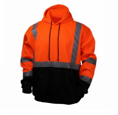 China Custom Made Plus Size High Visibility Orange Reflective Mens Hoodies Breathable Sweatshirts With Zipper for sale