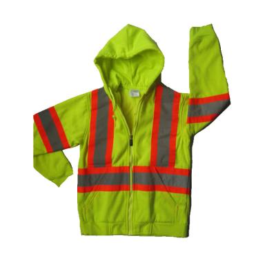 China Custom Made Plus Size High Visibility Orange Reflective Mens Hoodies Breathable Sweatshirts With Zipper for sale