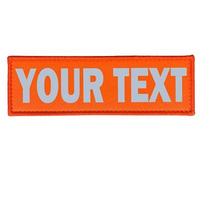 China Fluorescent Color Knit Fabric Bundle Custom Reflective Patch For Vest Harness Or Collar Customizable Text Personalized Patches With Hook Backing for sale