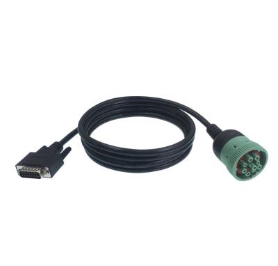 China PVC OKI Technic Material Deutsch Green 9 PIN Type 2 J1939 to DB15 Cable for Truck Diagnostic Tool 12V/24V Truck for sale