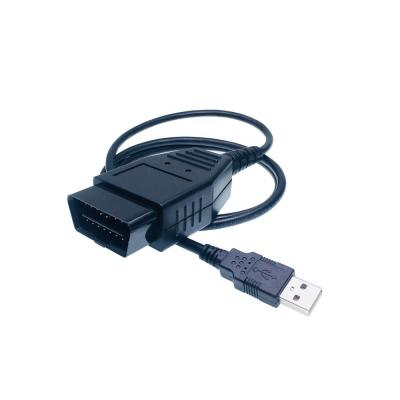 China OBD2 to USB Cable with Nickel/Golden Pins Plating Black White OBD USB Connector 16pin Adapter for sale