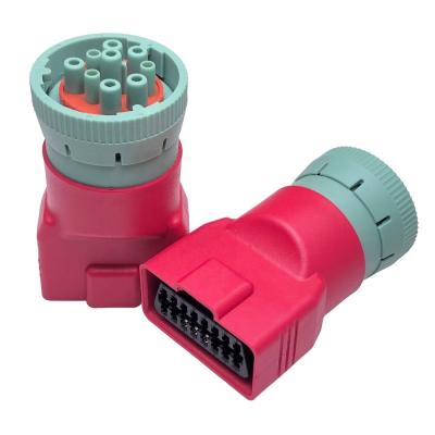 China ABS 180g Heavy Duty Deutsch 9 Pin J1939 Bus Cable J1939 to OBD2 Adapter for Commercial Vehicles for sale