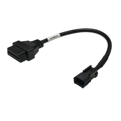 China Automotive Connector KYMCO 3PIN To 16PIN OBD2 Adapter Cable 12V/24V Voltage for sale