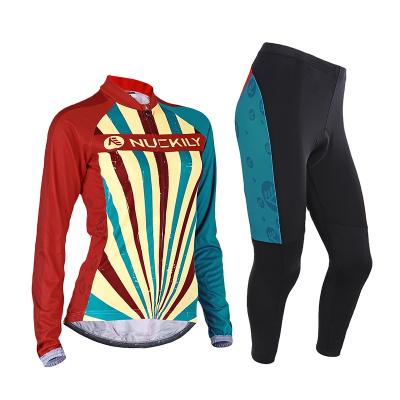 China NUCKILY Antibacterial Women's Long Sleeve Cycling Clothing With Foam Protection Riding Tights For Spring/Autumn CJ129CK129 for sale