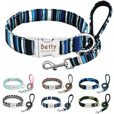 China Wholesale Stocked Fashionable Saiji Custom Pattern Metal Buckle Dog Collar And Lead Set Pet Leash New for sale