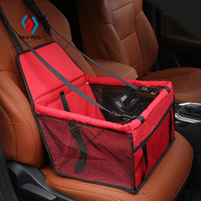 China Saiji Travel Pet Carrier Portable Folding Waterproof Breathable Red Gray Red Gray Pet Carrier Cat Dog Car Booster Seat Cage for sale