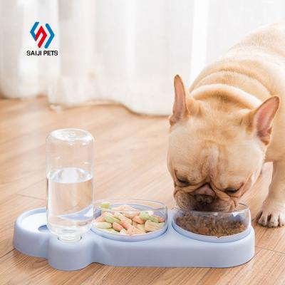 China Novelty Multifunctional Plastic Dismountable Portable Dog Saiji Water Bottle Double Bowl for sale